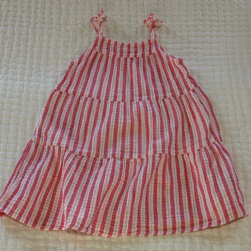 Girls Striped Pink and White Sundress